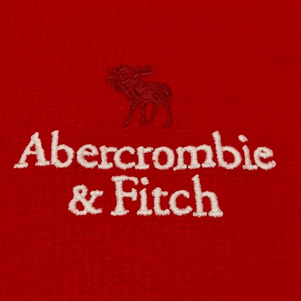 Abercrombie Kids Red Waffle Knit Long Sleeve Thermal Shirt‎ Logo Graphic 13/14